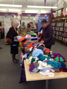 The giant scarf at Standish Library 50th anniversary celebrations