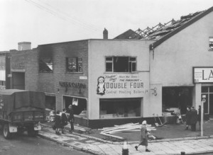 Lace's store on High Street, in the 1950s after a fire. Supplied by Stan Aspinall