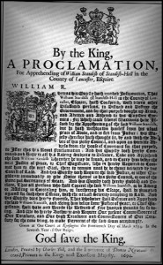 Proclamation against William Standish, 1694